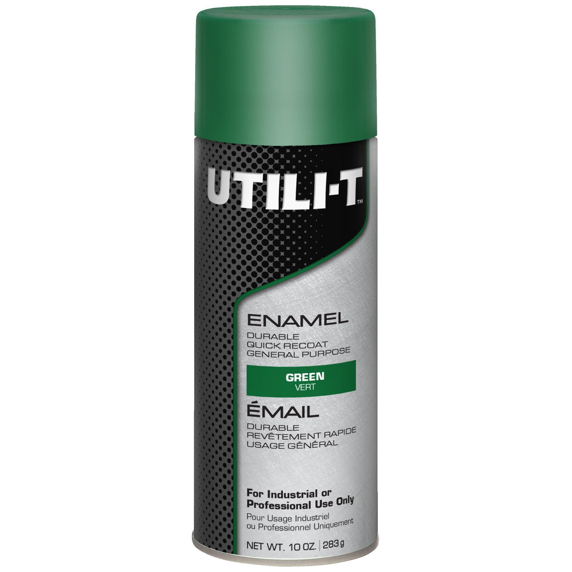 UTILI-T General Purpose Enamel Spray Paint, Green, Gloss, 10 Oz. Cans, 6PK, Model# 387393DS
